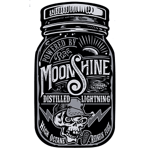 Moonshine Jar Skull Mini Calcomania / Sticker Moto