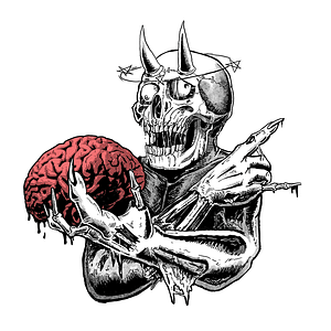 Skull Brain Mini Calcomania / Sticker Moto