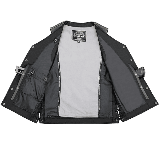 Chaleco Vest de cuero gris con amarras laterales Milwaukee Leather - Image 3