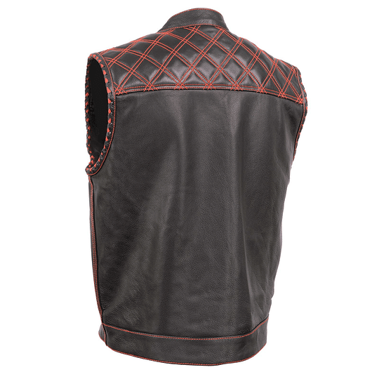 Chaleco Vest de cuero con costuras rojas Milwaukee Leather - Image 5
