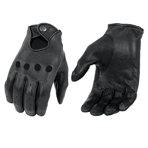 Guante de cuero negro con broche y ventilación Milwaukee Leather