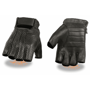 Guante de cuero negro sin dedos con ventilación Milwaukee Leather