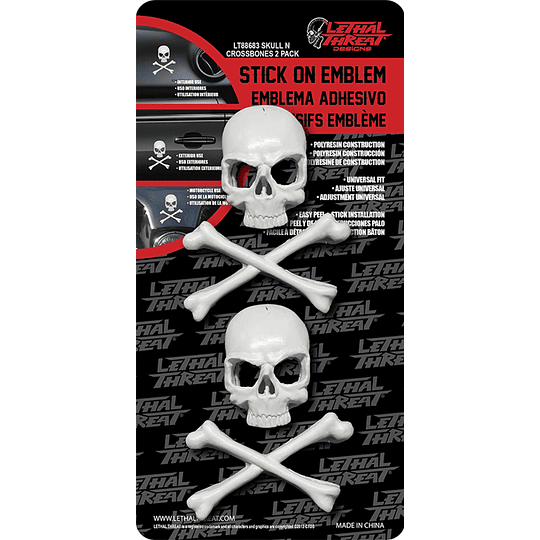 Lethal Threat Peel N Stick Skull & Cross Bone Skull - Image 1