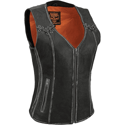 Chaleco Vest de cuero mujer negro Milwaukee Leather