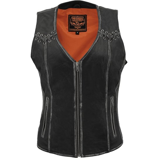 Chaleco Vest de cuero mujer negro Milwaukee Leather - Image 4