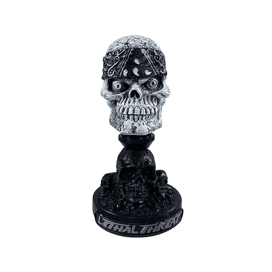 Adorno Lethal Threat Black Bandana Skull Head With Display Stand / Dash Topper - Image 1