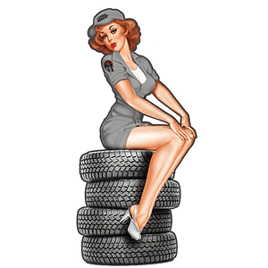 Mechanic Tire Pin Up Girl Mini Calcomania / Sticker Moto