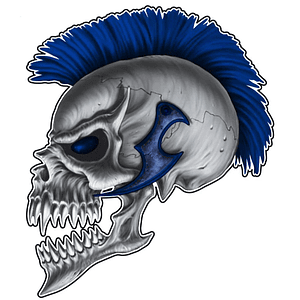 Mohawk Skull Blue Mini Calcomania / Sticker Moto
