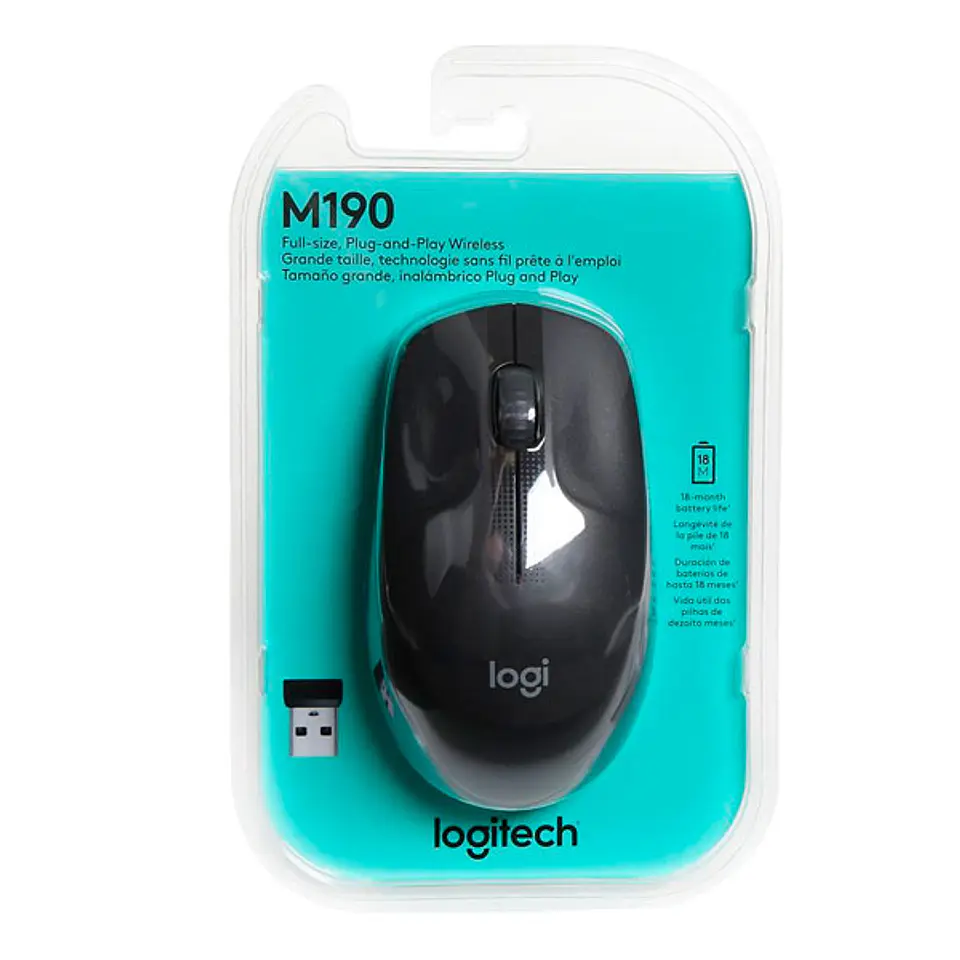 Mouse inalámbrico Logitech M190 Gris 5