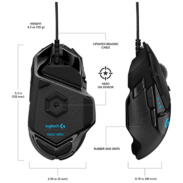 Mouse Gamer Logitech G502 HERO 3