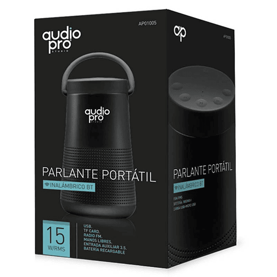 Parlante bluetooth recargable TWS Audiopro 15W Negro
