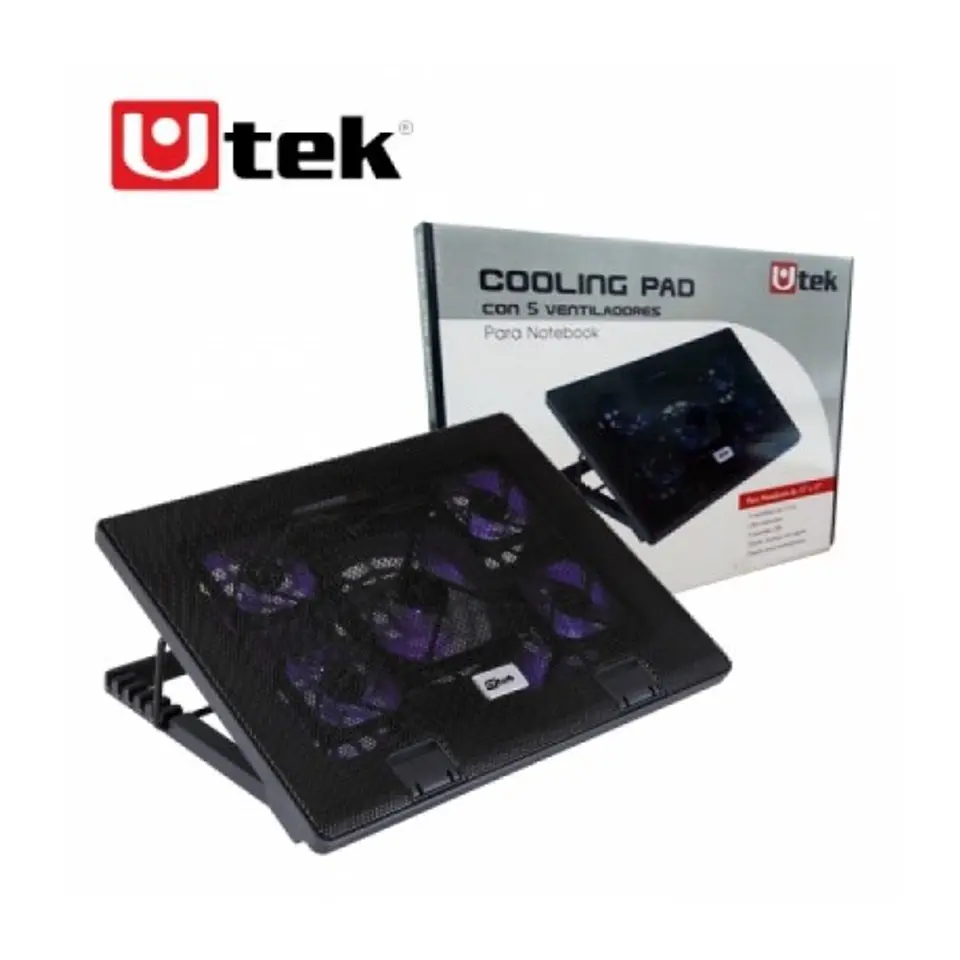ventilador Notebook 12″-17″, 5 ventiladores, 2 puertos USB 5