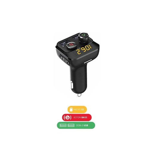 Transmisor FM inalámbrico BT – doble USB/MICRO SD/BOTON extra bajos