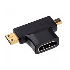 Adaptador mini y micro HDMI a HDMI hembra 1080p