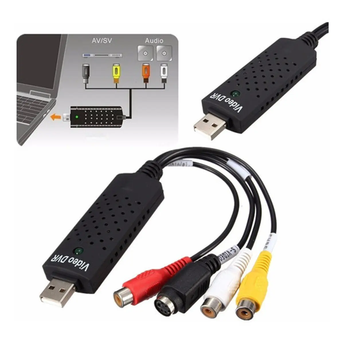 Capturadora de audio video USB para AV RCA, VHS y DVR | Easytech store
