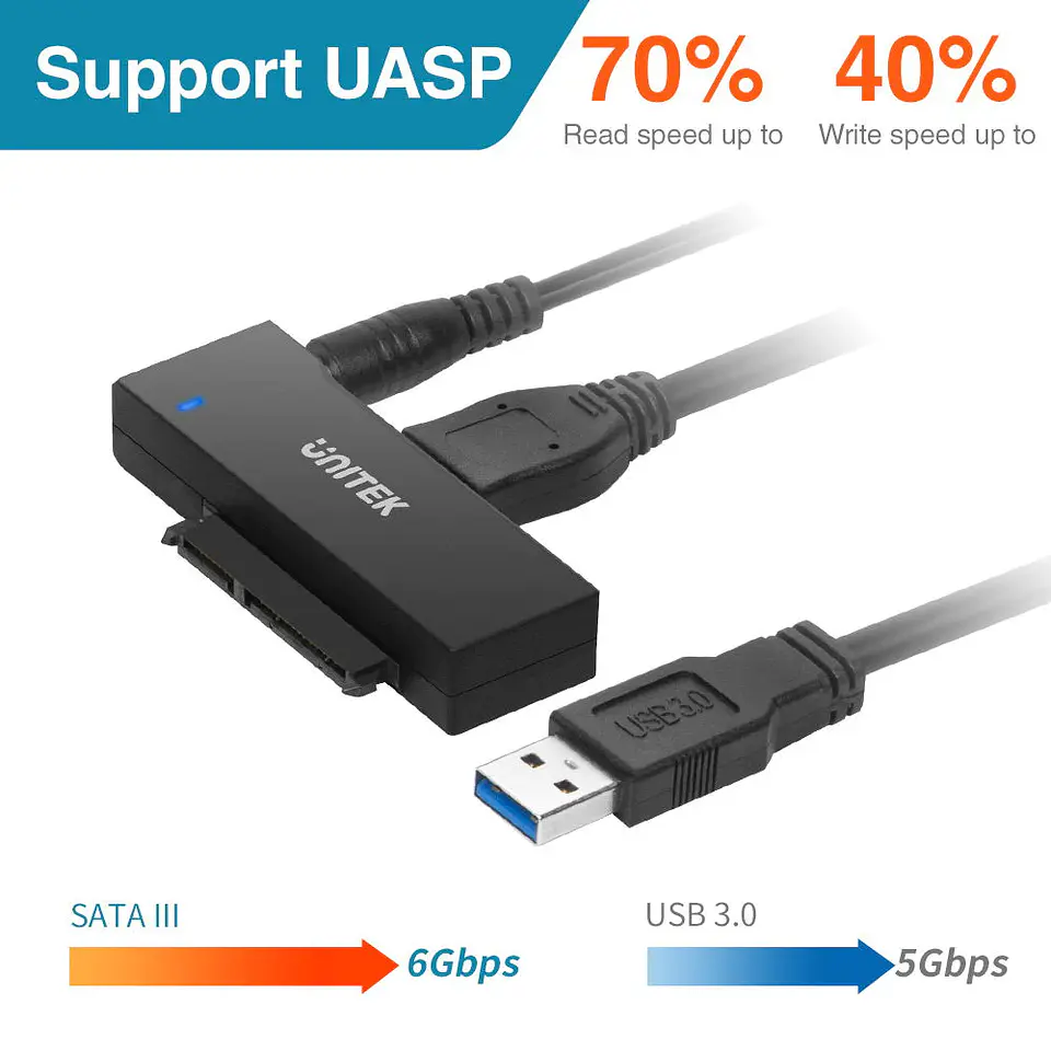 Adaptador USB 3.0 a SATA 3.5″ y 2.5″ 6G 3