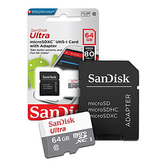 64GB tarjeta memoria microSD 80mb/s Sandisk Clase10