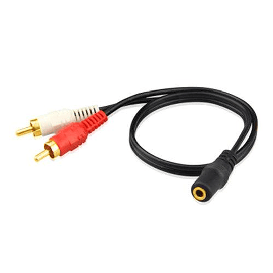 Cable de audio hembra 3.5 a 2 RCA macho 15cm