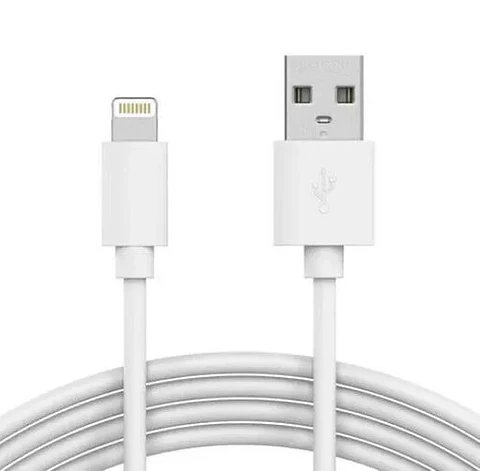Cable de carga y datos LIGHTNING 2.4A BLANCO 2 MTS 