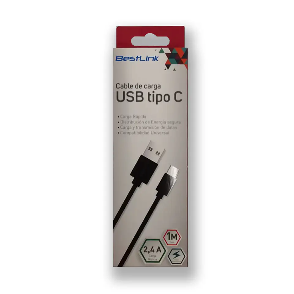 Cable de carga y datos MICRO USB 2.4A NEGRO 1 MTS  3