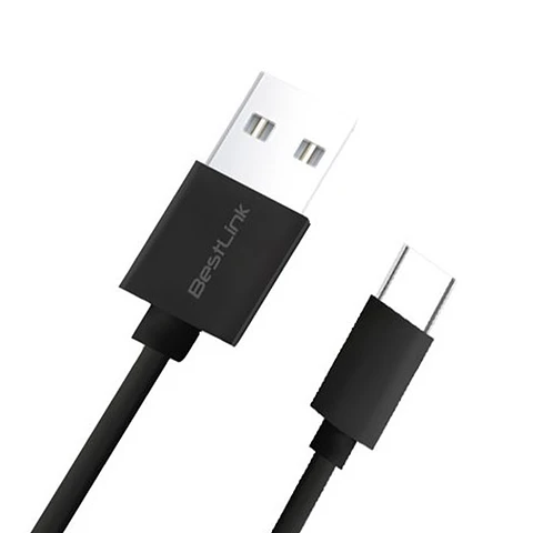 Cable de carga y datos USB-C 2.4A NEGRO 2 MTS