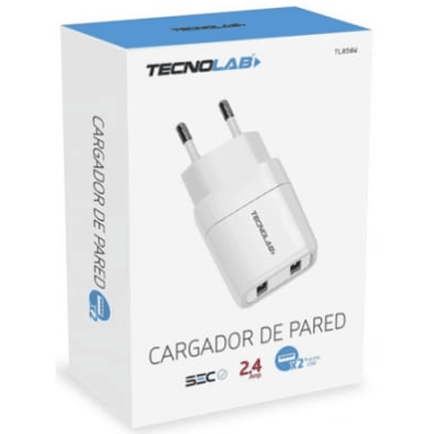 Cargador de pared doble 2.4A sin cable Tecnolab 2