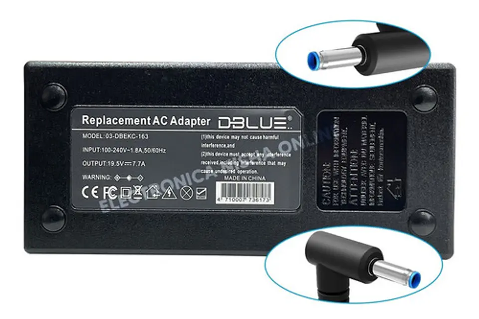 Cargador notebook 19.5v 7.7A 4.5×3.0mm HP 1
