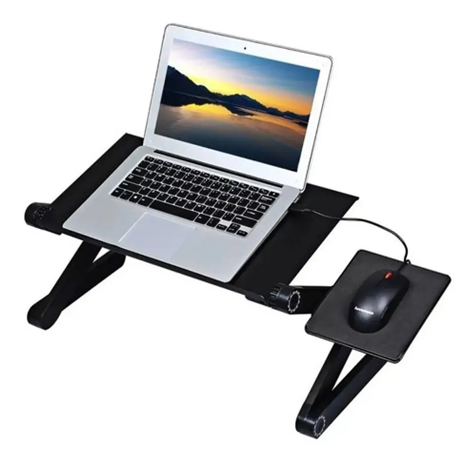 Mesa para notebook ajustable con ventilador y soporte mouse 1