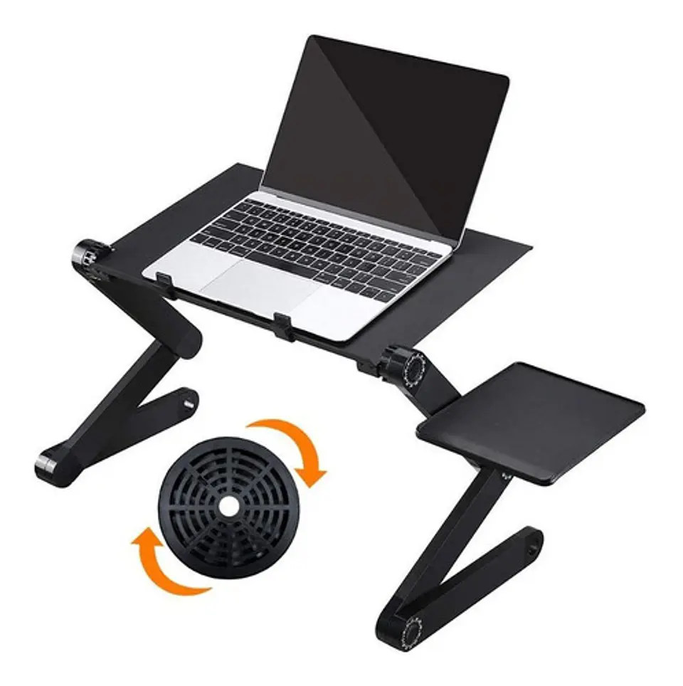 Mesa para notebook ajustable con ventilador y soporte mouse 3