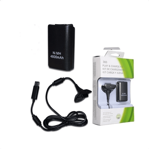 Batería Recargable Xbox 360 4800 Mah Kit + Cable Cargador 2