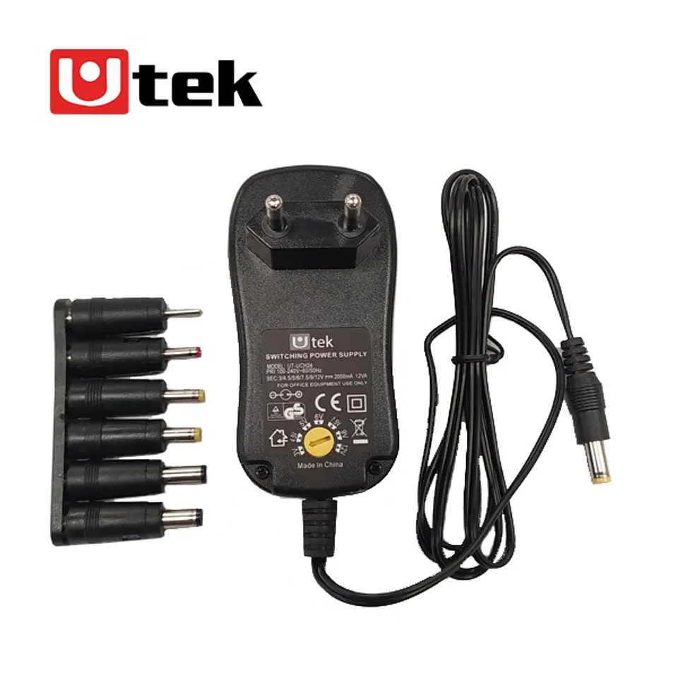 Adaptador y cargador universal de energía 3 / 4.5 / 5 / 6 / 7.5 / 9 / 12V 2A con 7 conectores 1