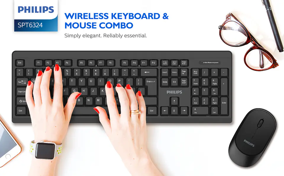 KIT teclado + mouse inalambrico usb 2.4G Negro C324 3