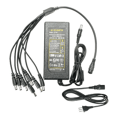 CARGADOR FUENTE PODER CAMARAS SEGURIDAD 12V 8A CABLE 8 BOCAS