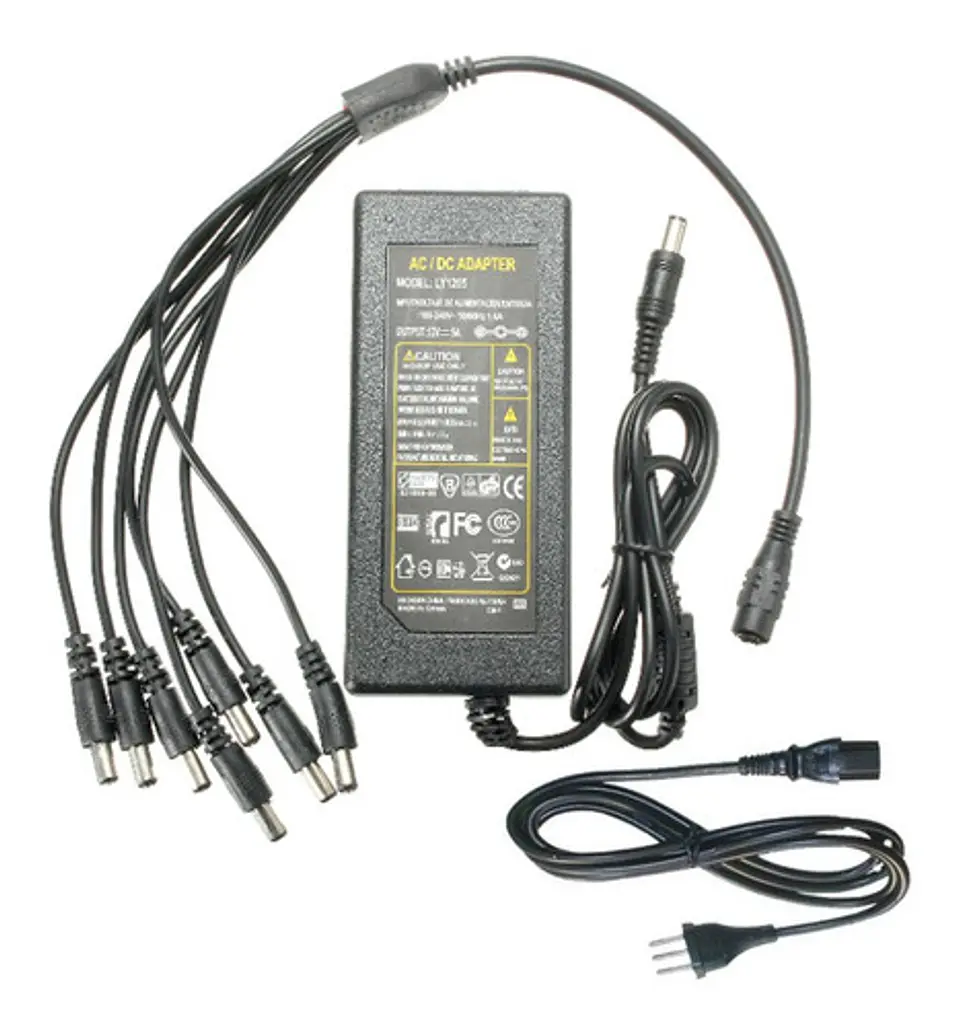 CARGADOR FUENTE PODER CAMARAS SEGURIDAD 12V 8A CABLE 8 BOCAS 1