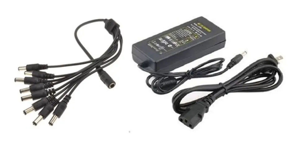 CARGADOR FUENTE PODER CAMARAS SEGURIDAD 12V 8A CABLE 8 BOCAS 2
