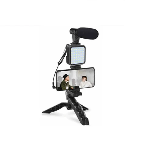 KIT DE VIDEO VLOGGING CON SOPORTE + TRÍPODE PARA VLOG