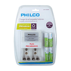 Cargador con 4 pilas AA 2700Mah Recargables 1,2v 1