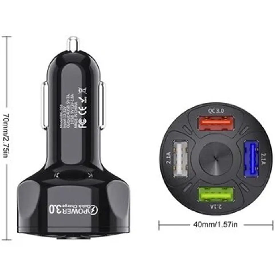 Cargador rápido AUTO 4 puertos USB QC 3.0 2