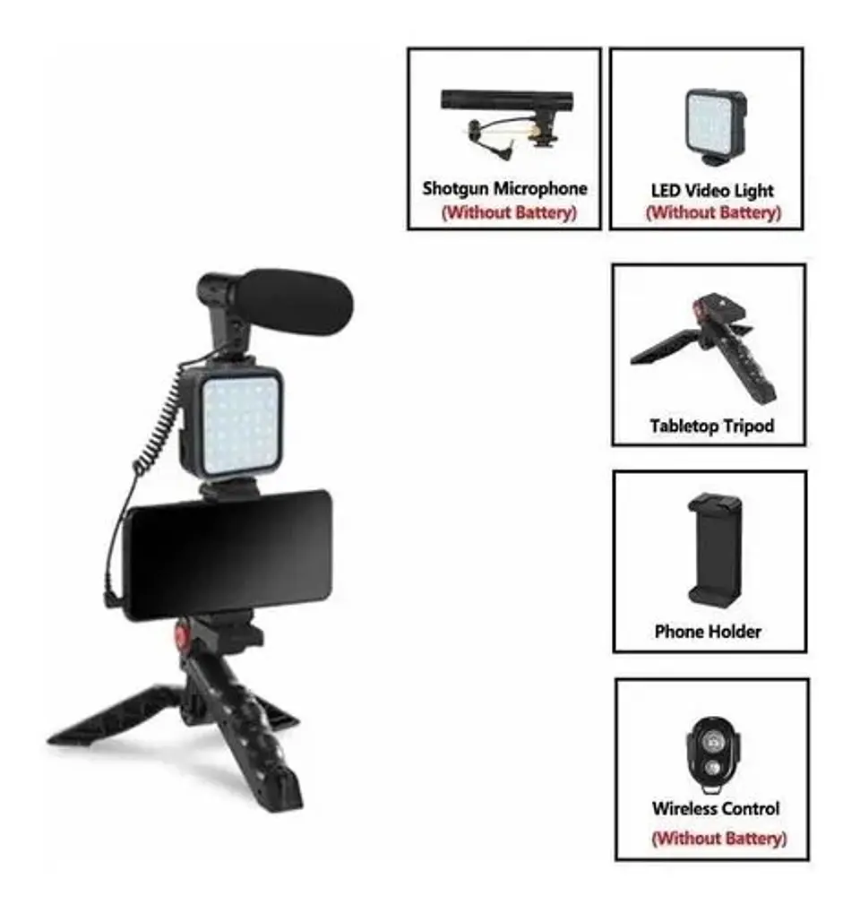 KIT DE VIDEO VLOGGING CON SOPORTE + TRÍPODE PARA VLOG 2