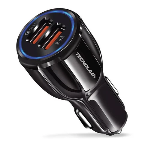 Cargador Para Auto 2 Puertos USB Carga Rapida QC3.0 Tecnolab
