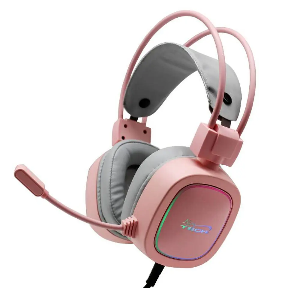 Audifonos GAMER USB 7.1 ROSADO RGB 1