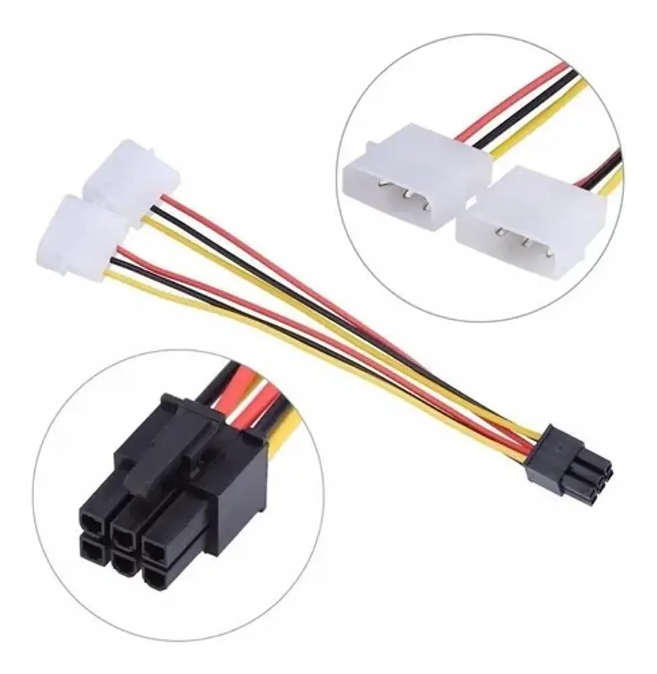 Cable Adaptador Corriente Tarjeta Video Molex M Pci 6 Pin H 1