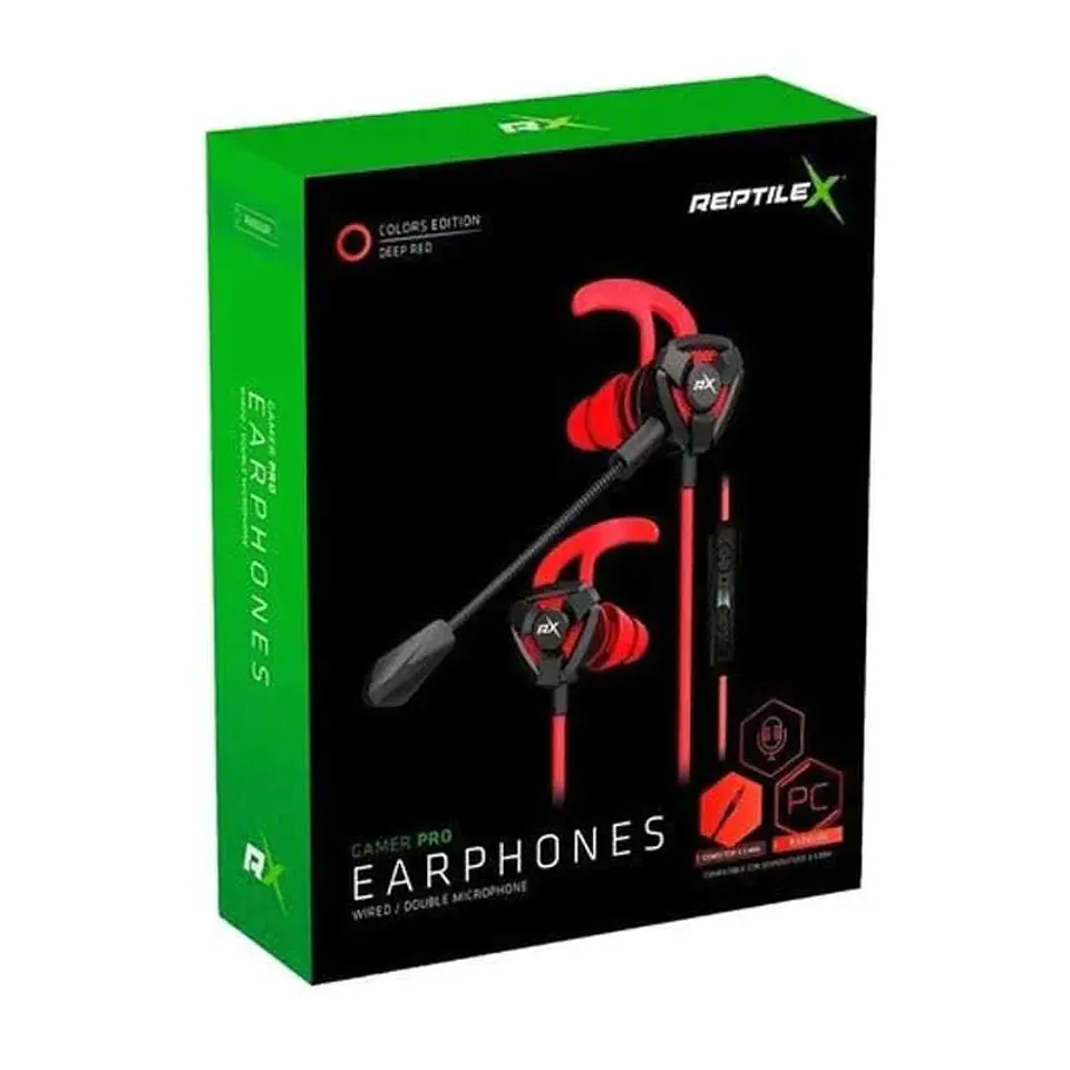Audifonos Gamer Reptilex Rx0032 Rojo Micrófono Desmontable 4