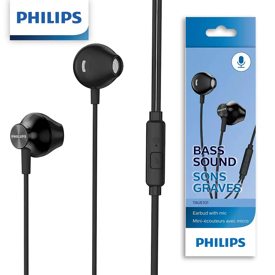 Audífonos Manos Libres Earbud Taue101 Blanco Philips NEGRO 2
