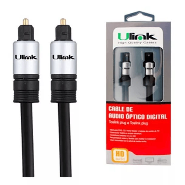 Cable de audio optico digital coaxial Toslink con conectores dorados 1.8 MTS 2
