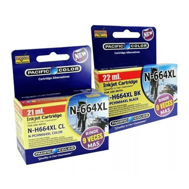 Pack Tinta de impresora Pacific color para HP 664XL NEGRO/COLOR