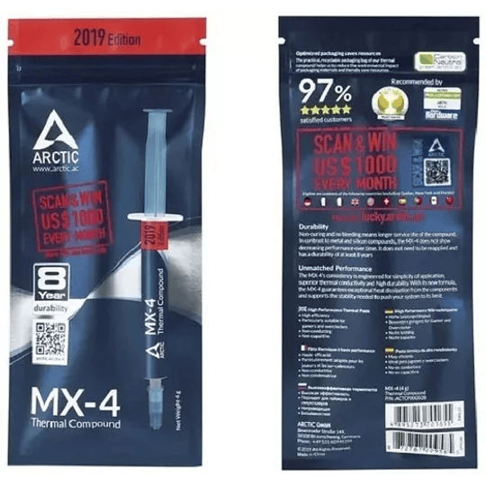 Pasta Térmica Arctic Mx-4 4 Gramos + 2 paños alcohol isopropilico