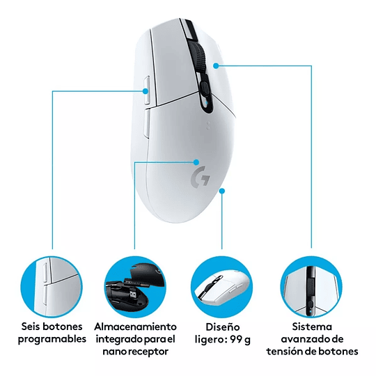 Mouse gamer inalámbrico Logitech lightspeed G305 Blanco