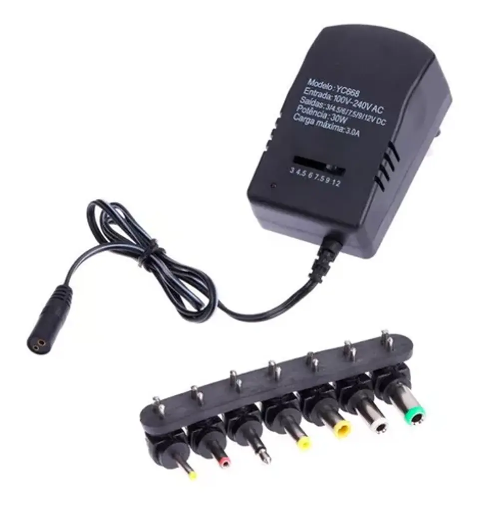Adaptador universal Tecnolab 3/4,5/6/7,5/9/12v 36W 3A 1