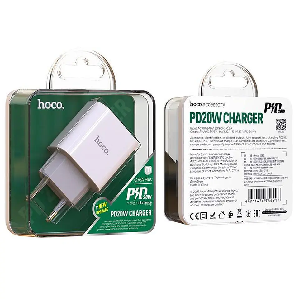 Cargador Adaptador a Corriente PD USB-C 20w C76A Plus para iPhone - Hoco 4